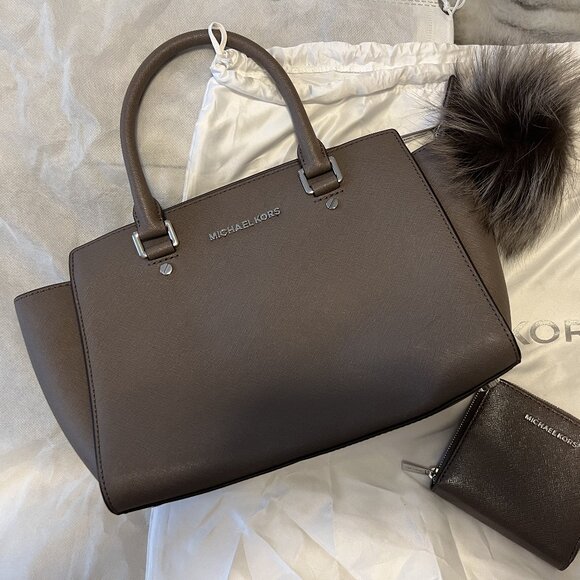 Michael Kors Medium Crossbody Tote with Puff Charm, Dark Grey/Silver - Picture 1 of 4